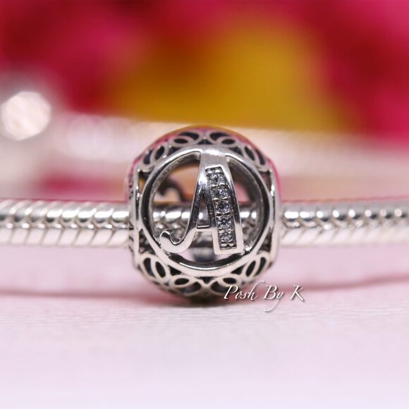 PANDORA CHARM VINTAGE LETTER INITIAL ALPHABET A 791845 - Picture 1 of 5